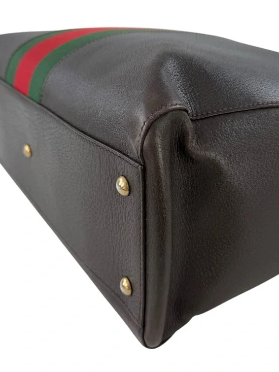 Gucci Calfskin Leather Medium Web Stripe Satchel Bag - Picture 13 of 13